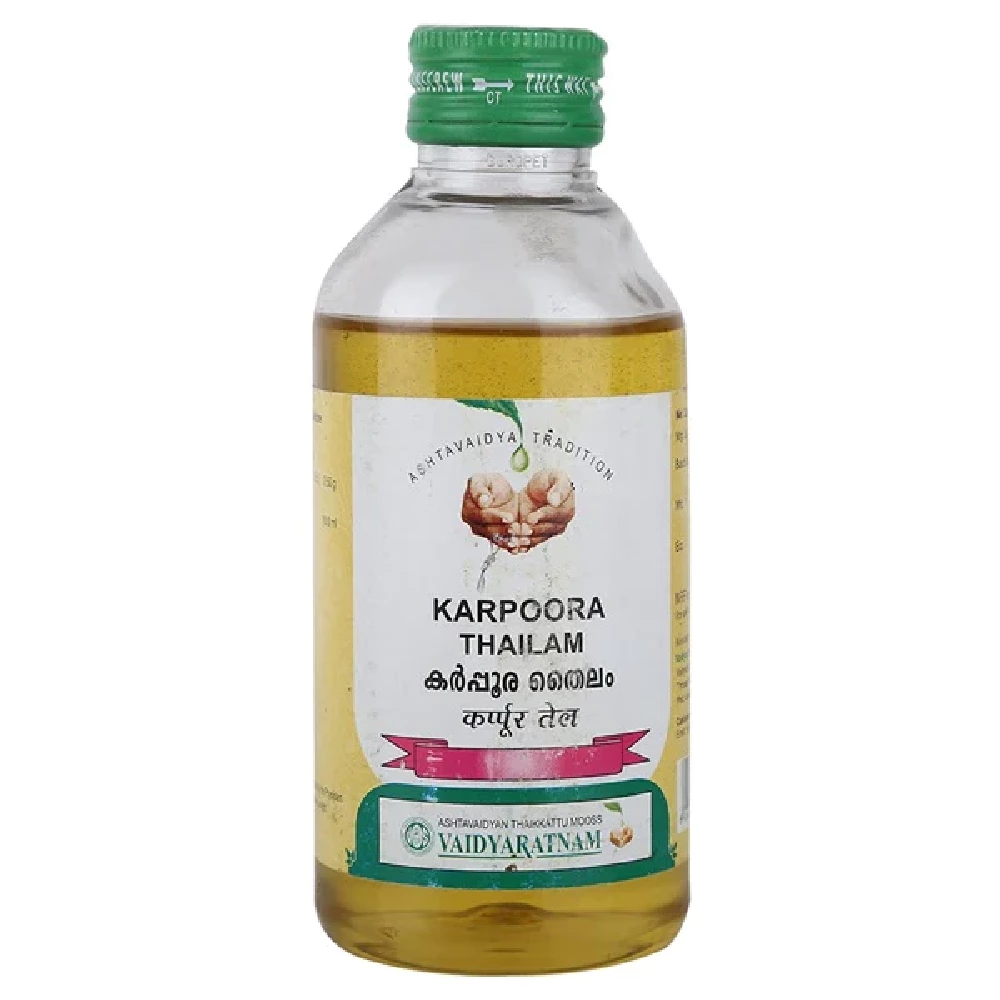 Vaidyaratnam Karpoora Thailam, 200 ml-1.webp